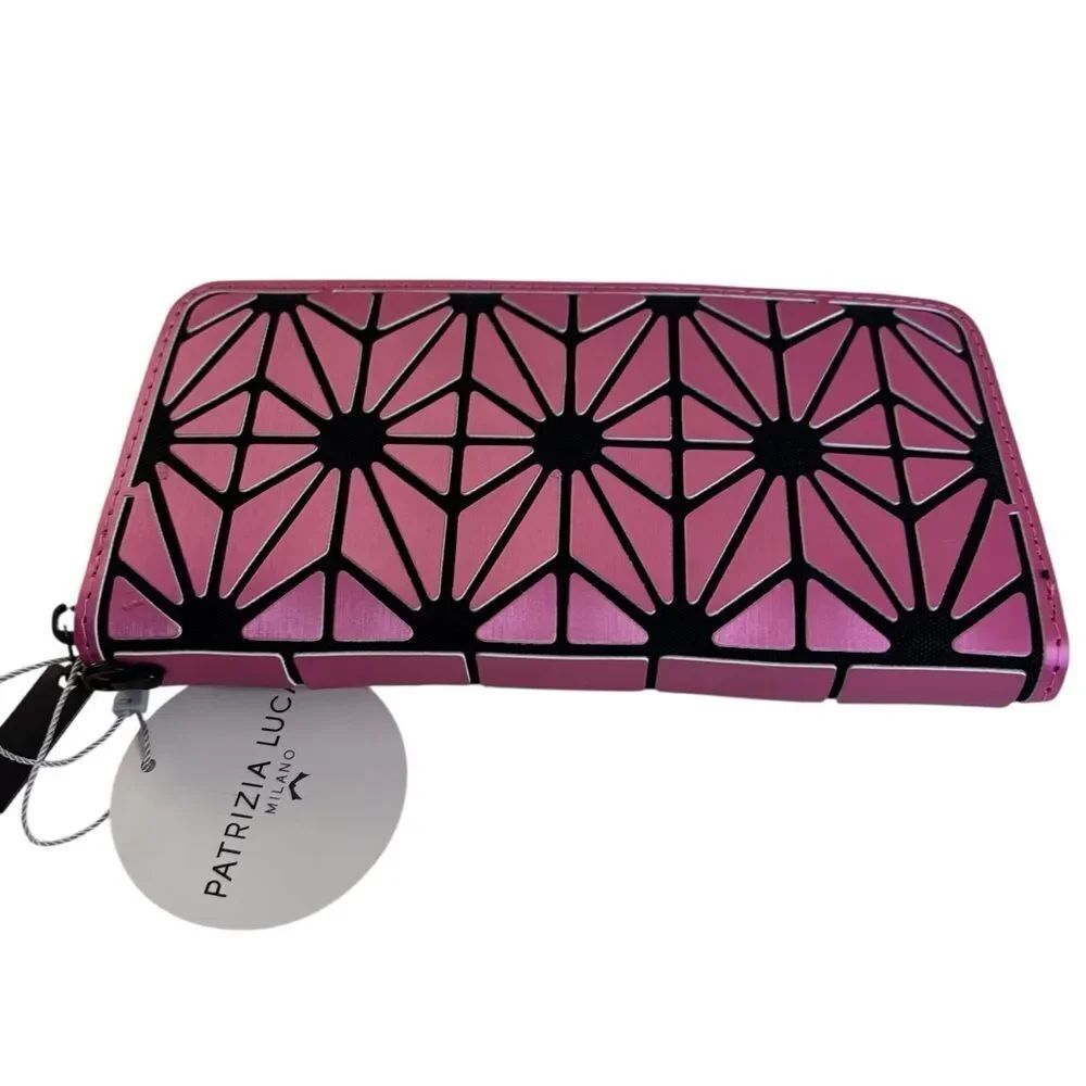 Patrizia Luca Pink and Black Geometric Wallet/Wristlet